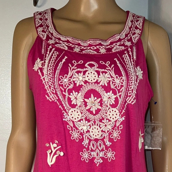 Charter Club,M,NWOT,  sleeveless, embroidered beaded, scoop neck, midi, dress - Picture 7 of 9